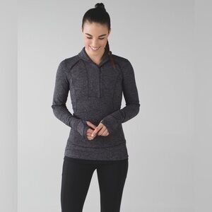 # 498 Lululemon Think Fast Pullover Heathered Black Herringbone